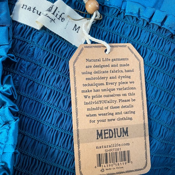 NEW Natural Life Daisy Skort Shorts Teal Satin Smocked Medium - Picture 5 of 5